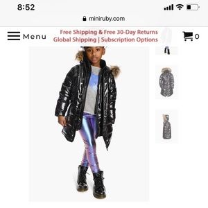 Appaman Sparkle Black Long Down Girls Coat